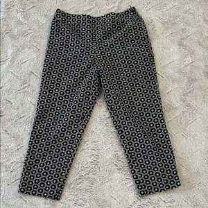 Talbots Black and White Floral Patterned Pants